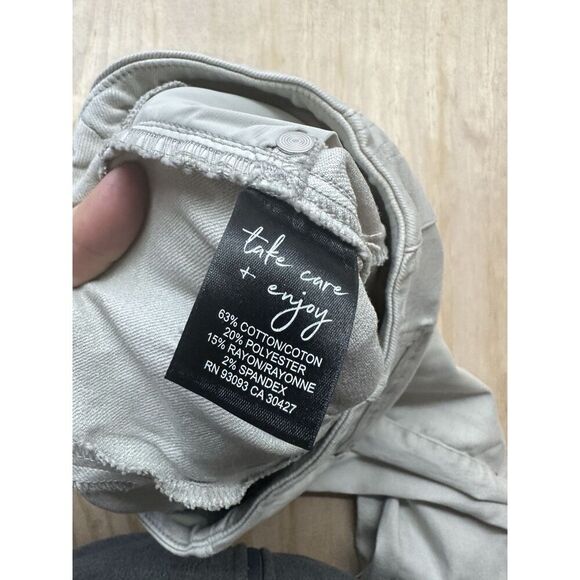 Nic + Zoe 5 Pocket Mid Rise Denim Straight Leg Ankle 2 Acorn BeigePull On Jeans - Picture 6 of 6